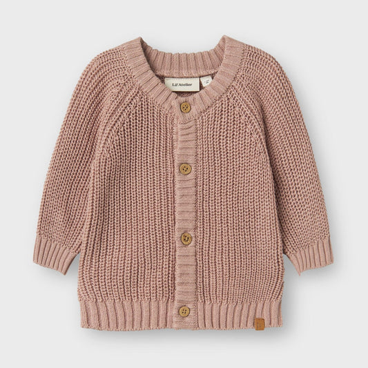 Lil' Atelier Organic Baby Knitted Cardigan - Misty Rose