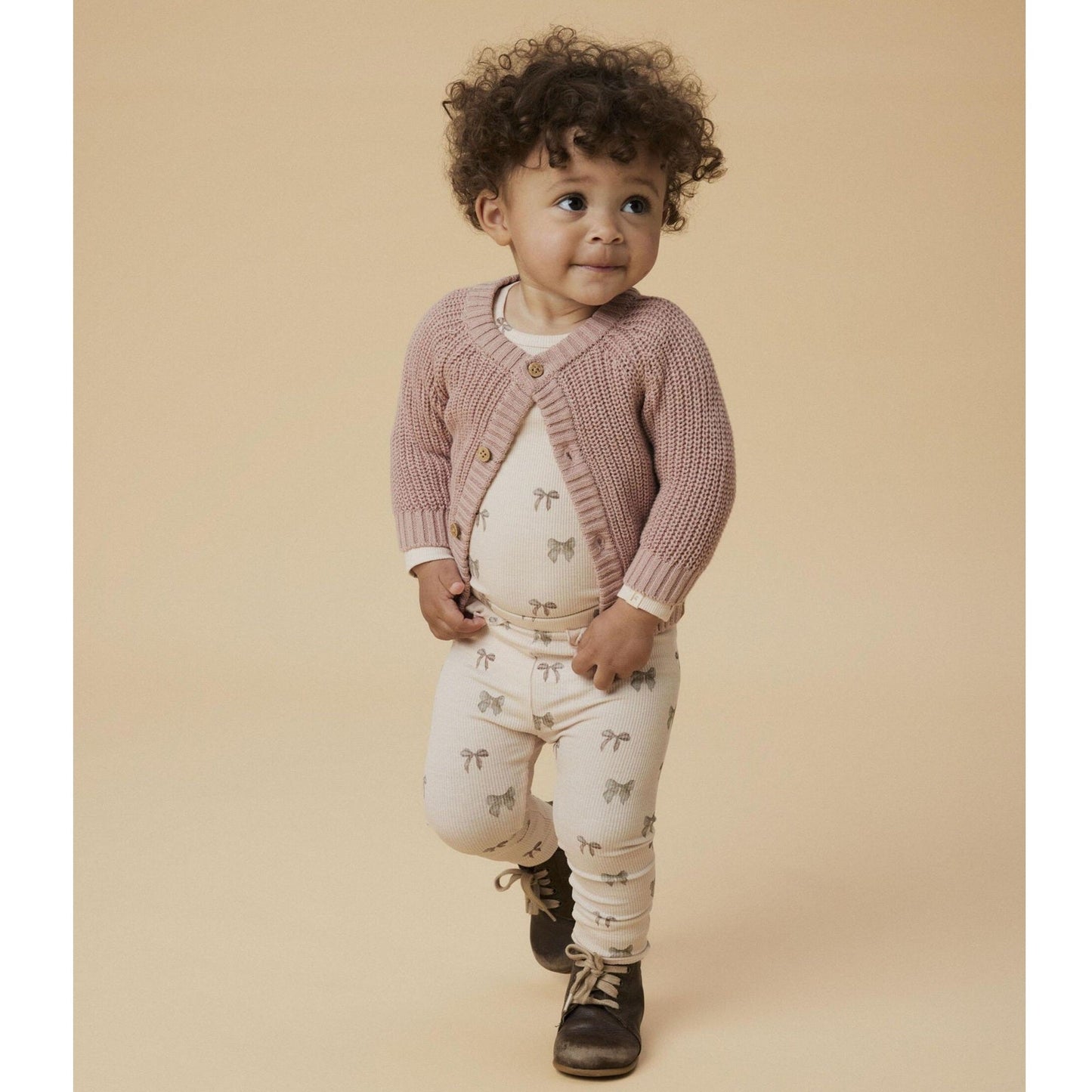 Lil' Atelier Organic Baby Knitted Cardigan - Misty Rose