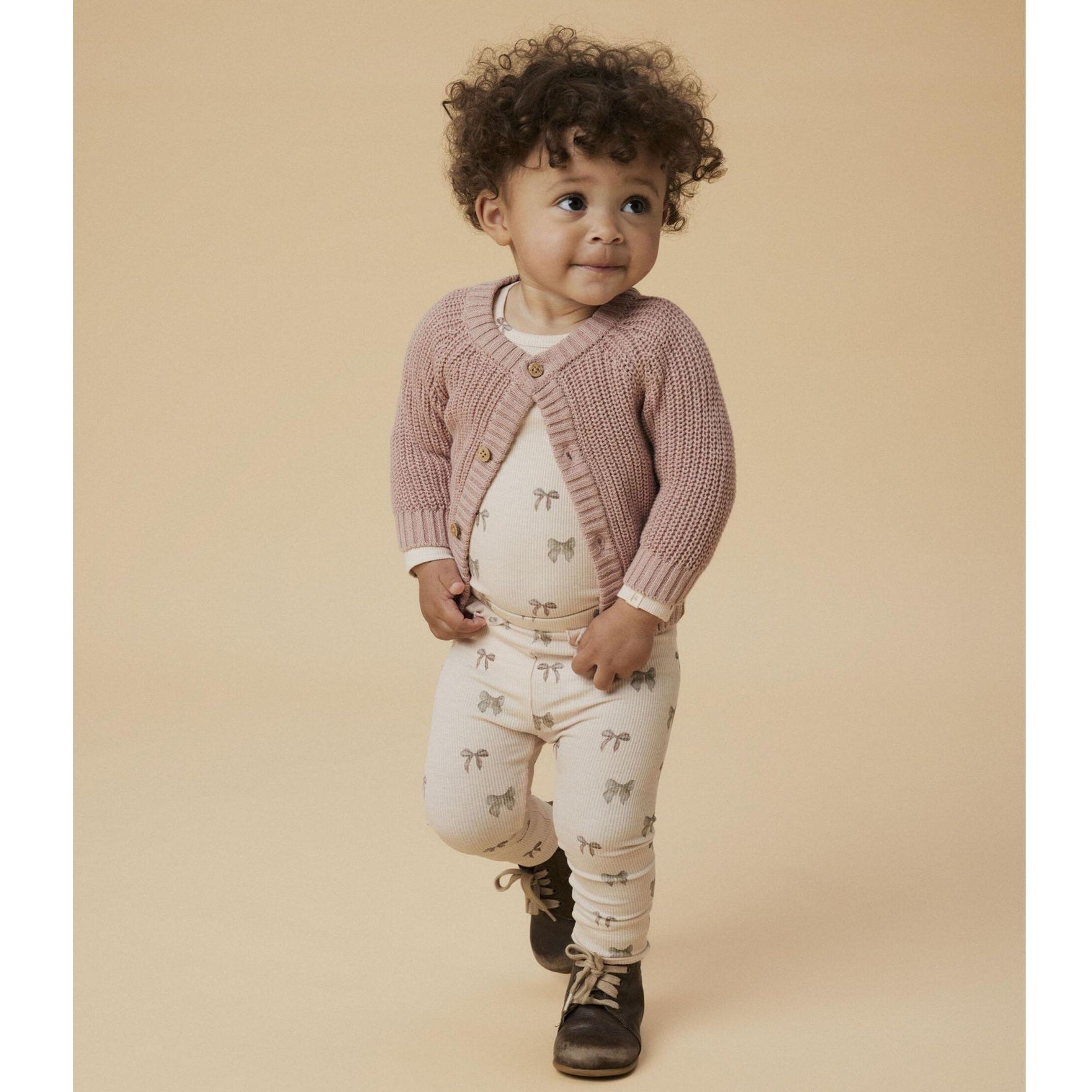 Lil' Atelier Organic Baby Knitted Cardigan - Misty Rose