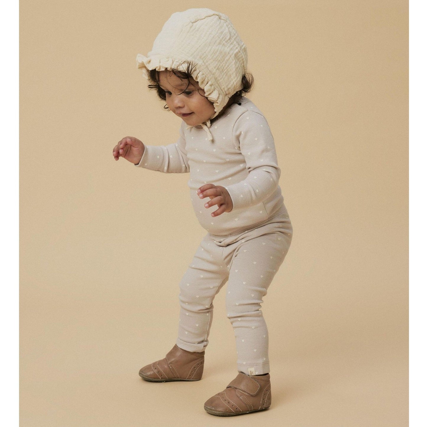 Lil' Atelier Organic L/S Baby Romper - Grey Morn/Heart