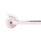 Close-up of a pink scooter wheel on a white background