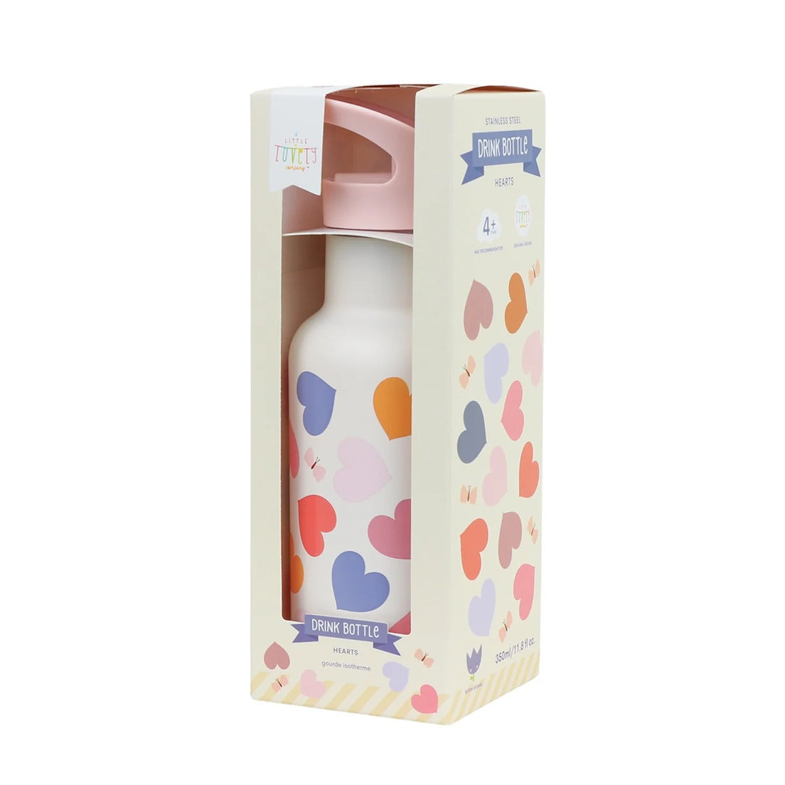 A Little Lovely Company Stainless Steel Drinks Bottle - 350ml - Hearts