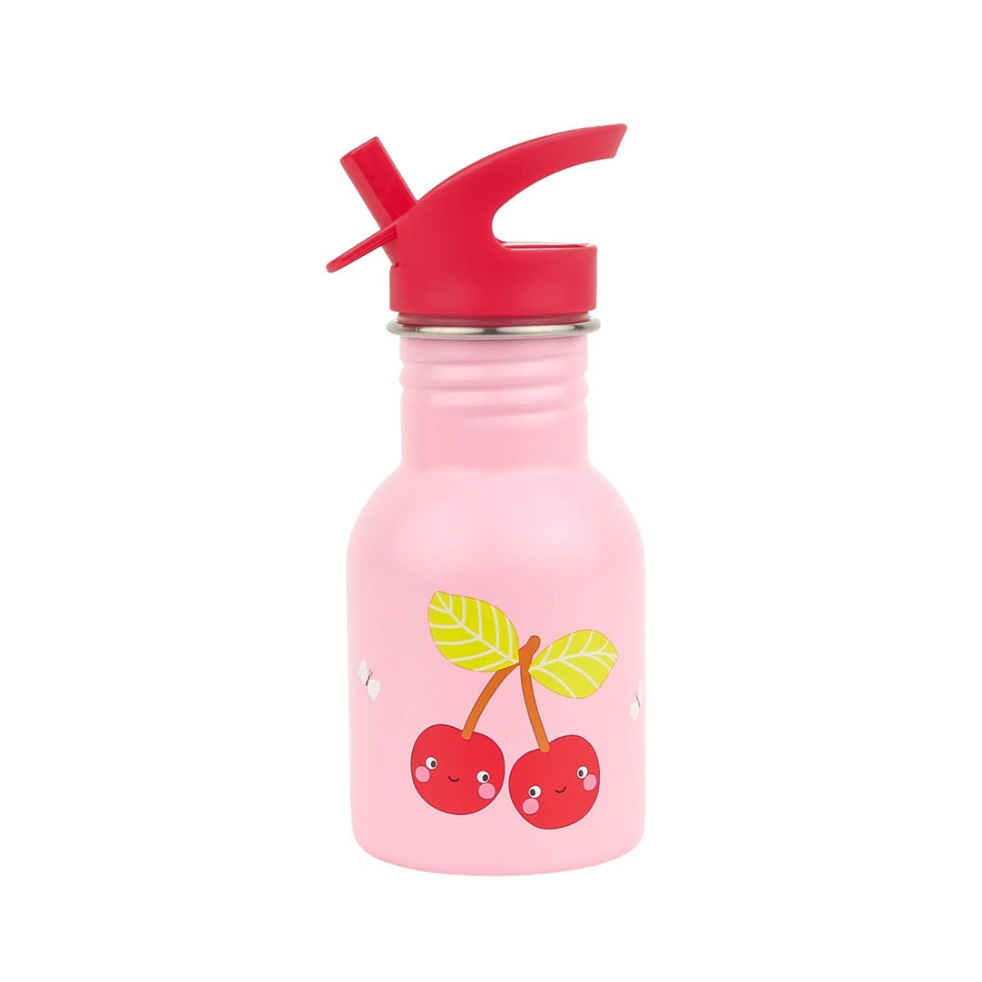 A Little Lovely Company Little Stainless Steel Drinks Bottle - 350ml - Happy Cherries