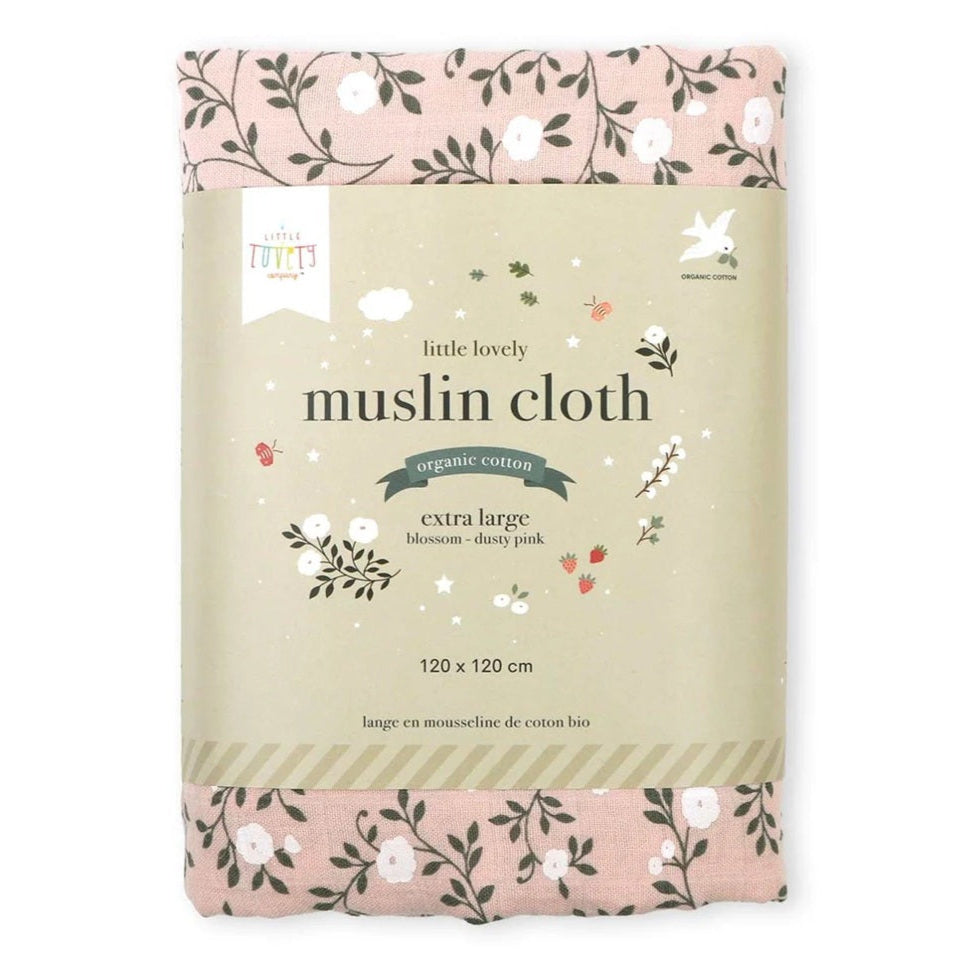 A Little Lovely Company Organic Muslin Swaddle - Blossom Dusty Pink