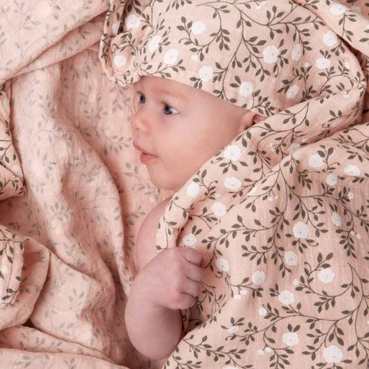 A Little Lovely Company Organic Muslin Swaddle - Blossom Dusty Pink