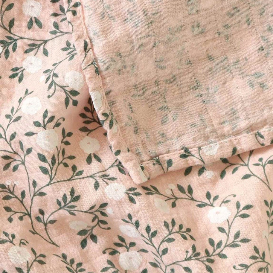 A Little Lovely Company Organic Muslin Swaddle - Blossom Dusty Pink