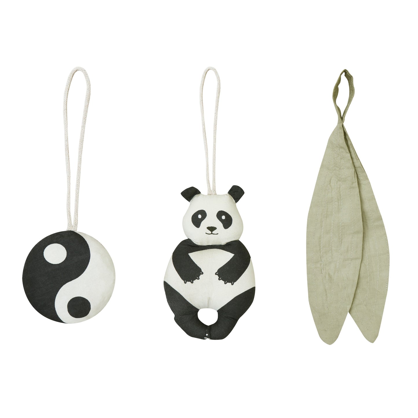 Lorena Canals Set of 3 Baby Gym Rattle Toys - Panda