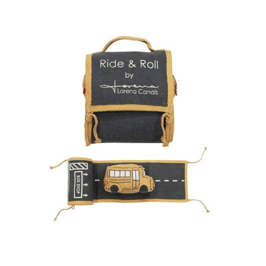 Lorena Canals Ride & Roll Soft Toy - School Bus