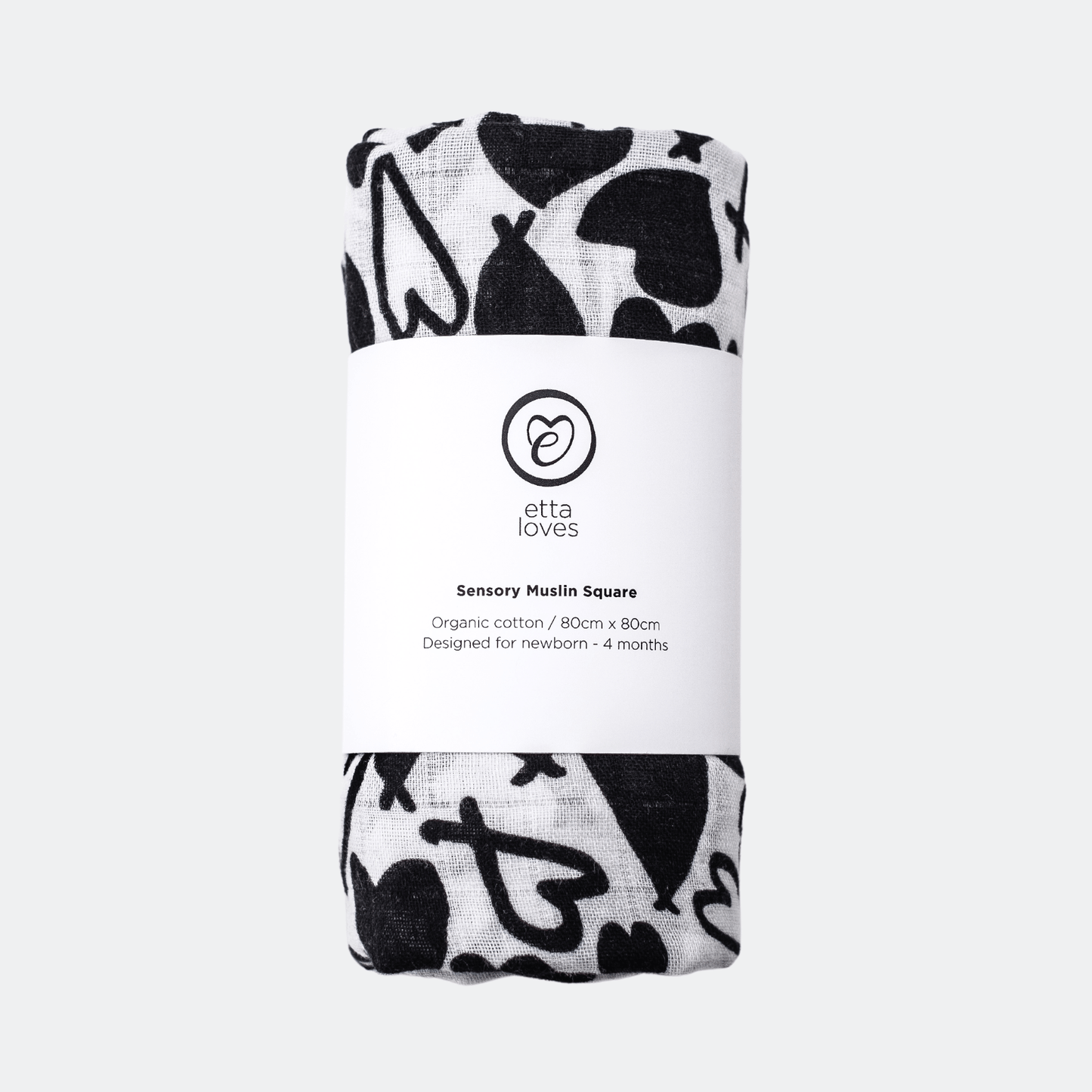 Etta Loves Organic Sensory Muslin Cloth - Love Hearts