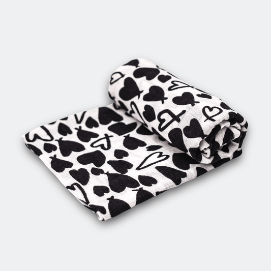 Etta Loves Organic Sensory Muslin Cloth - Love Hearts