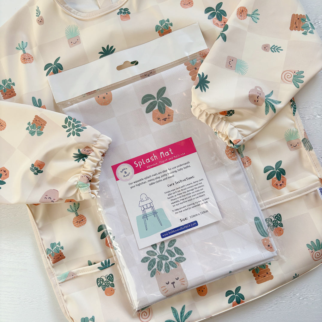 Bobbin & Bumble Highchair Splash Mat - Pot Plants