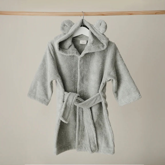 Mushie Organic Cotton Children's Bathrobe - Bear/Moss