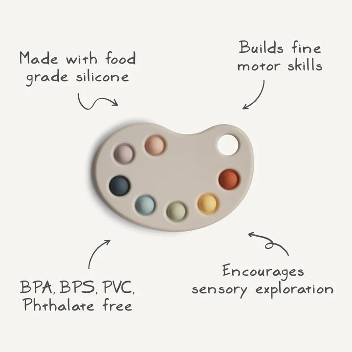 Mushie Silicone Baby Sensory Paint Palette Pop Toy - Multi