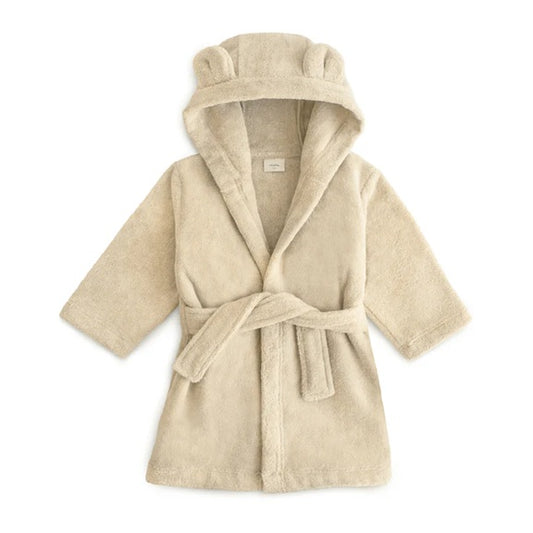 Mushie Organic Cotton Children's Bathrobe - Bear/Fog
