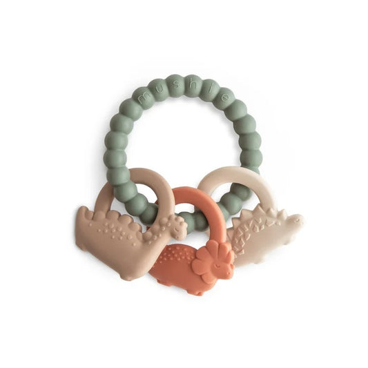 Mushie Silicone Teething Ring - Dinosaurs