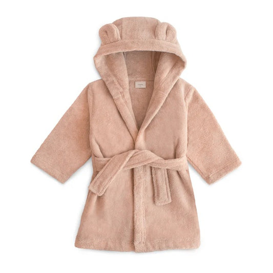 Mushie Organic Cotton Children's Bathrobe - Bear/Blush