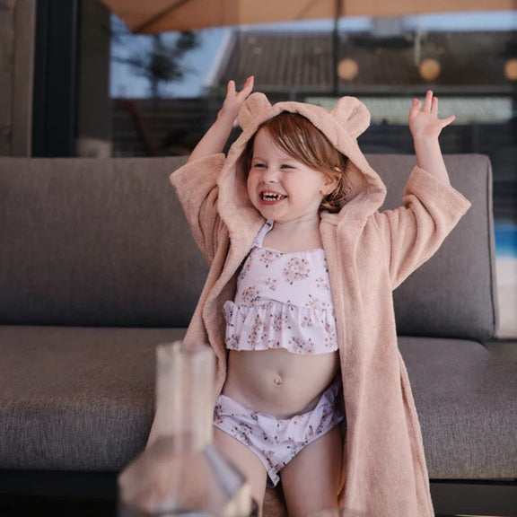 Mushie Organic Cotton Children's Bathrobe - Bear/Blush