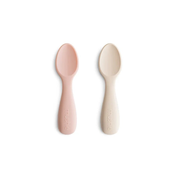 Mushie Silicone Toddler Starter Spoons -  Blush/Shifting Sand