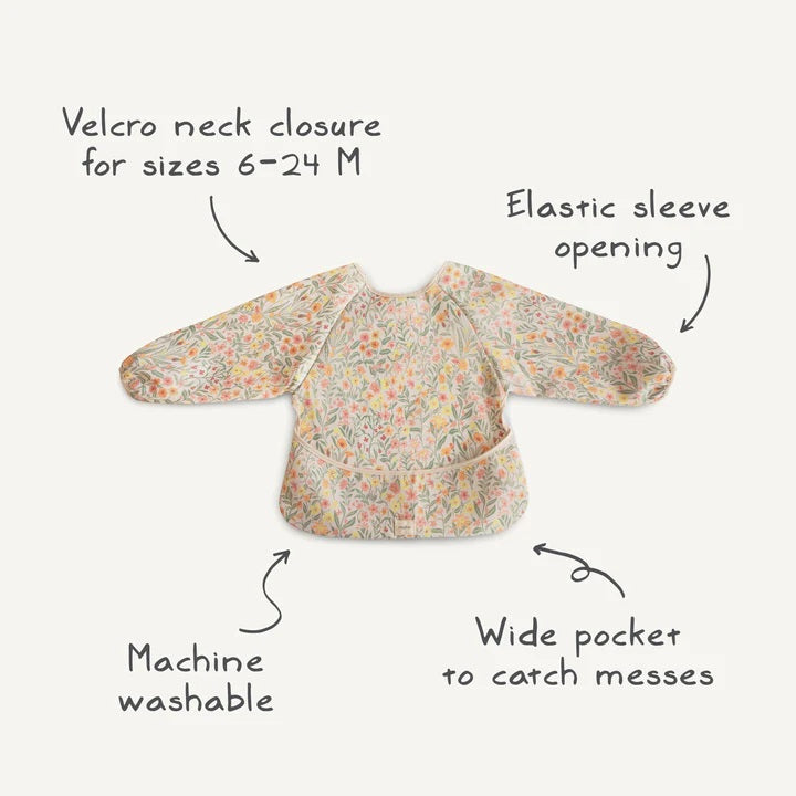Mushie Long Sleeve Weaning Bib - Pastel Blooms