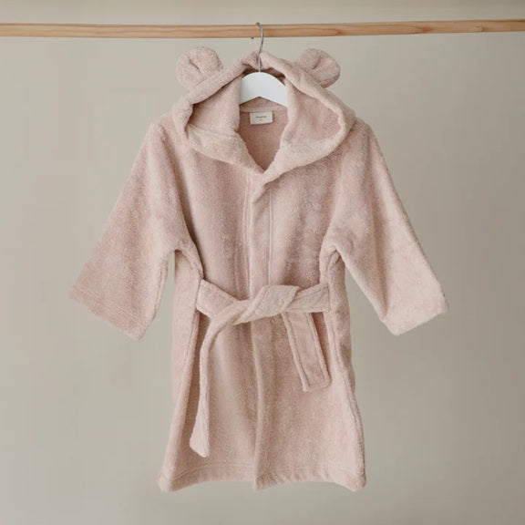 Mushie Organic Cotton Children's Bathrobe - Bear/Blush