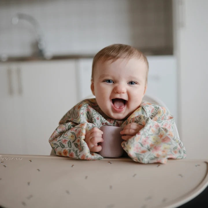 Mushie Long Sleeve Weaning Bib - Pastel Blooms