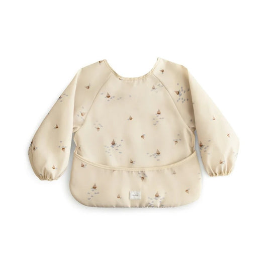 Mushie Long Sleeve Weaning Bib - Boats