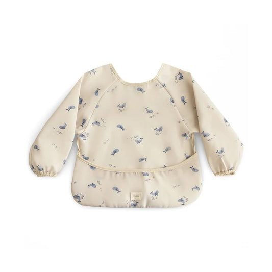 Mushie Long Sleeve Weaning Bib - Whales