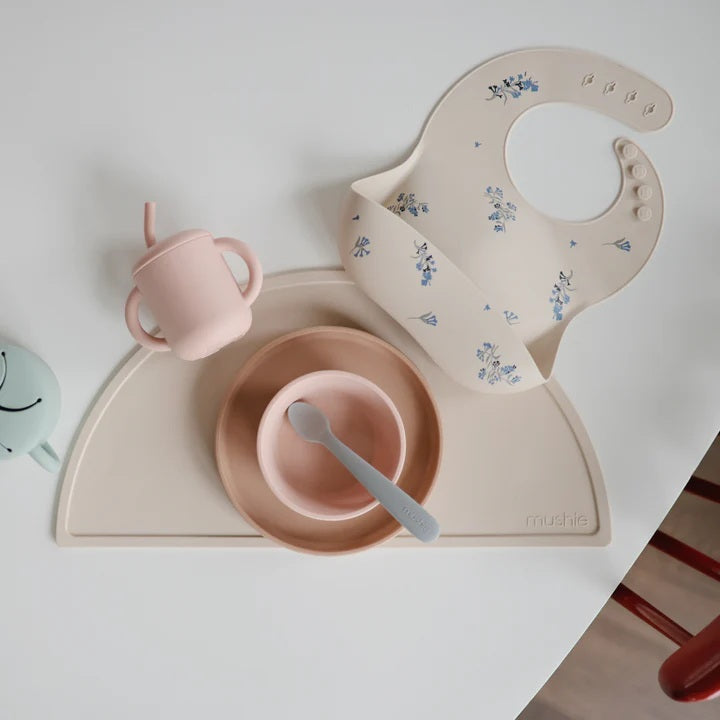 Mushie Silicone Bib - Lilac Flowers