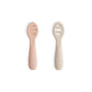Mushie Silicone First Baby Feeding Spoons - Blush/Shifting Sand