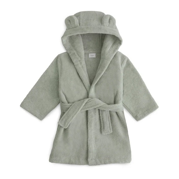 Mushie Organic Cotton Children's Bathrobe - Bear/Moss