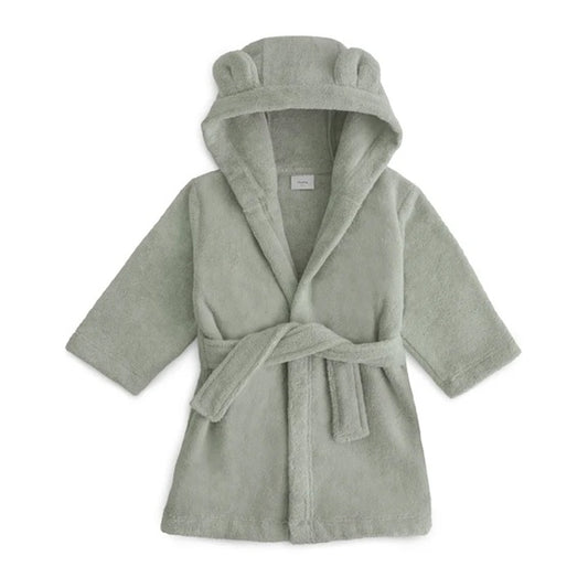 Mushie Organic Cotton Children's Bathrobe - Bear/Moss