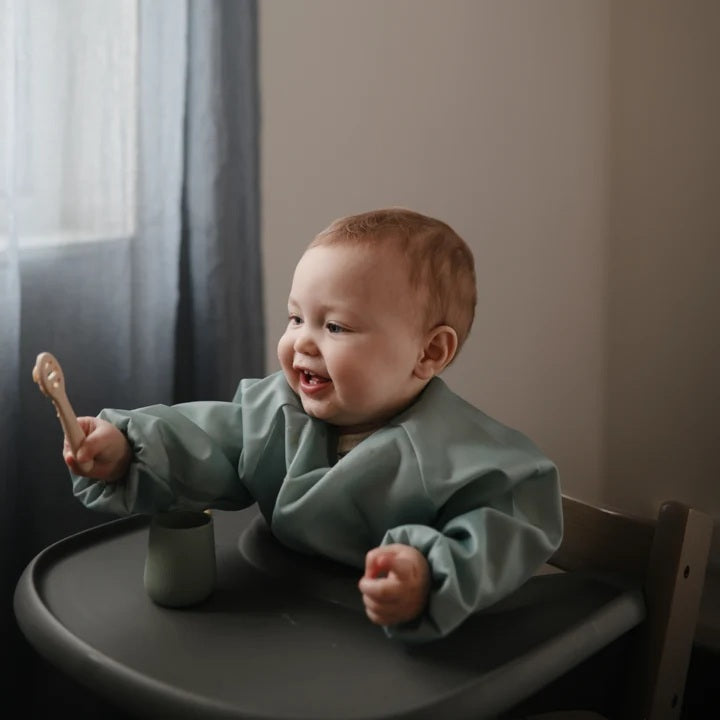 Mushie Silicone First Baby Feeding Spoons - Blush/Shifting Sand