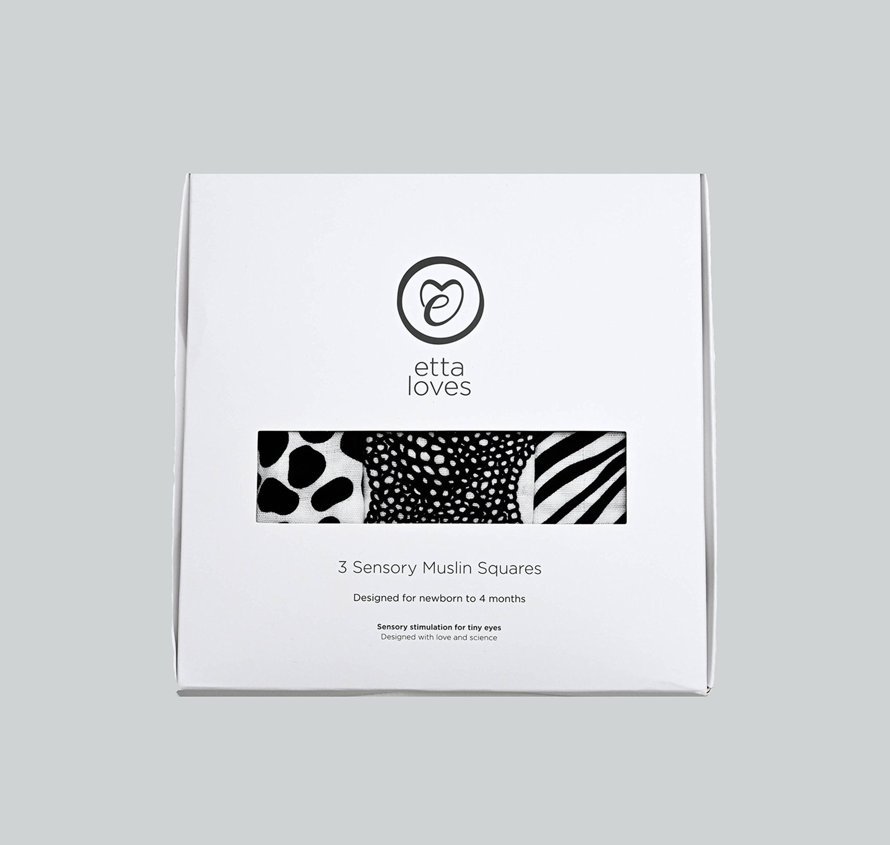 Etta Loves Organic Sensory Muslin Cloths - 3 Pk - Animal Prints