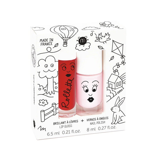 Nailmatic Natural Lip Gloss & Varnish Duo - Kids Cottage (Cherry/Pink)