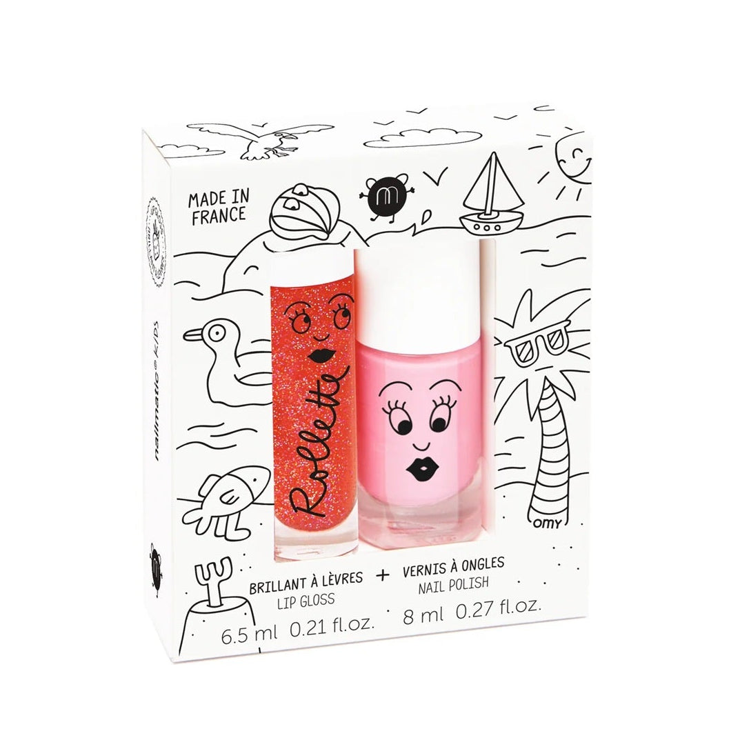 Nailmatic Natural Lip Gloss & Varnish Duo - Holidays (Strawberry/Pink)