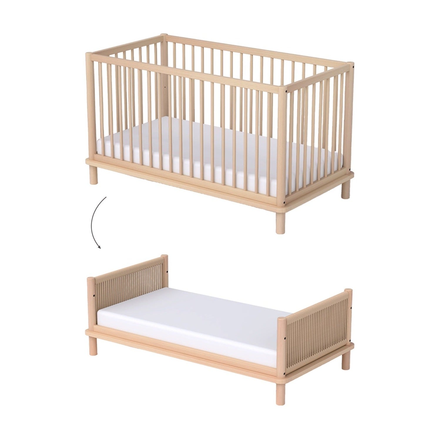 Nobodinoz Latitude Evolving Crib - Solid Oak