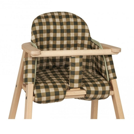 Nobodinoz Growing Green High Chair Cushion - Green Checks
