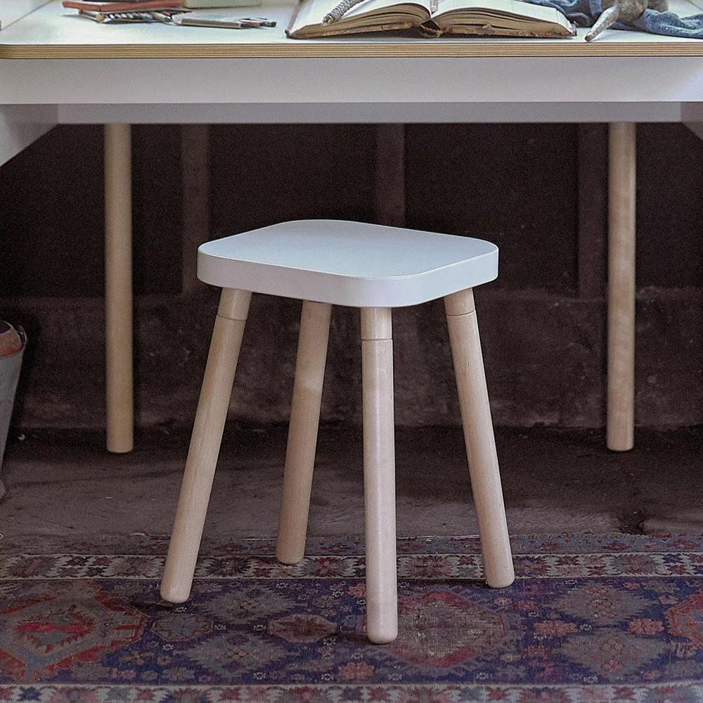 Oeuf NYC Square Stool - White & Birch