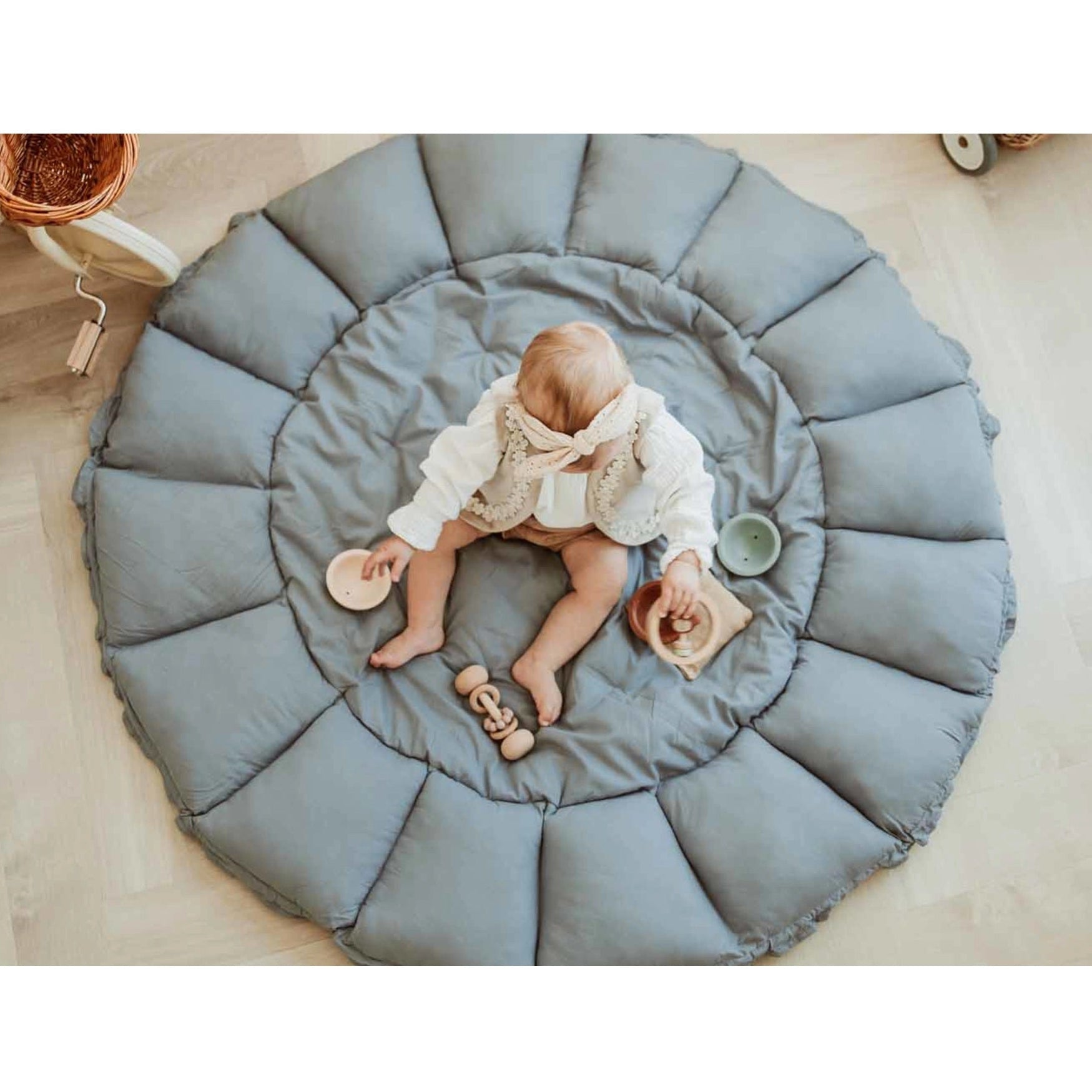 Play & Go Coco Organic Baby Playmat & Cocoon - Dusty Blue