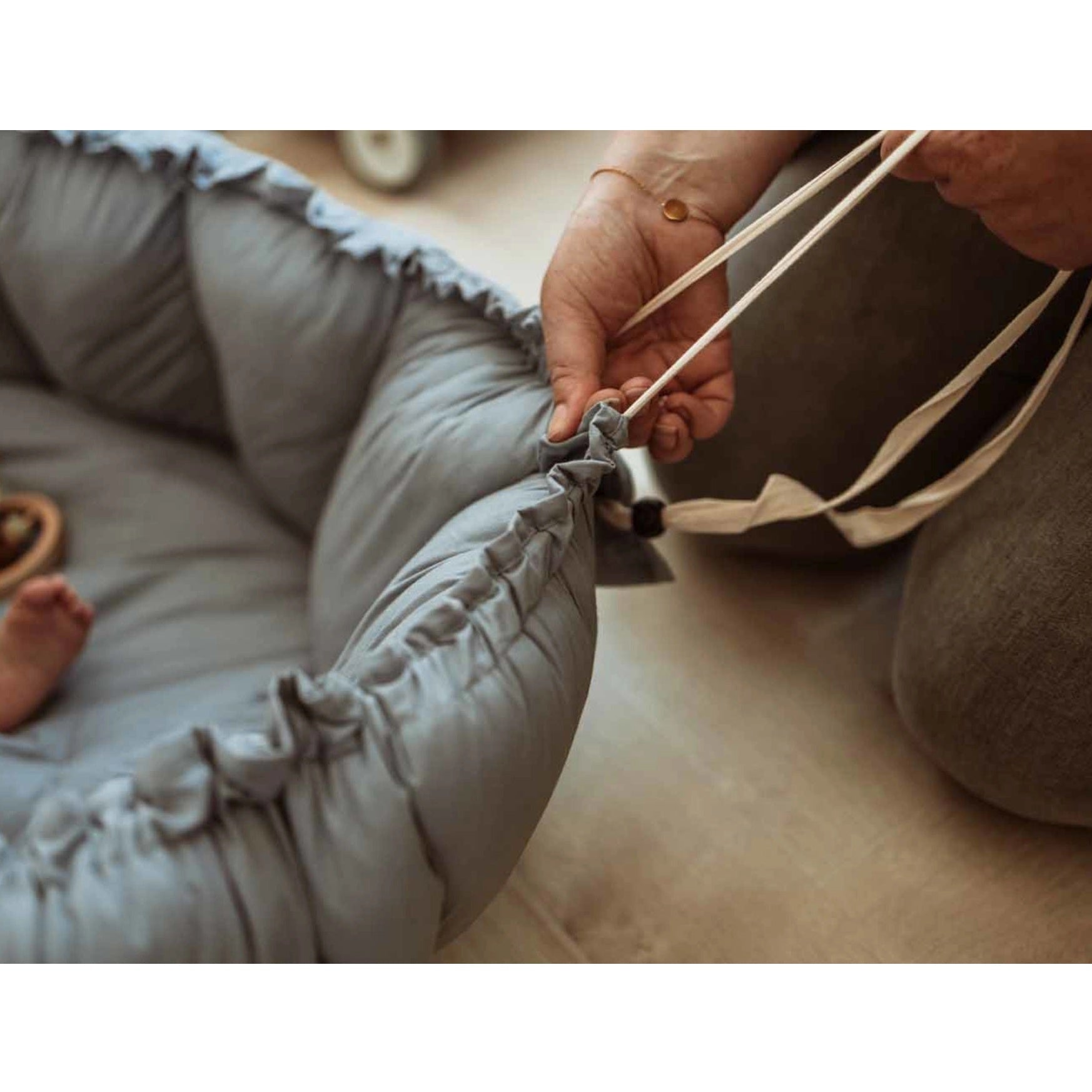 Play & Go Coco Organic Baby Playmat & Cocoon - Dusty Blue