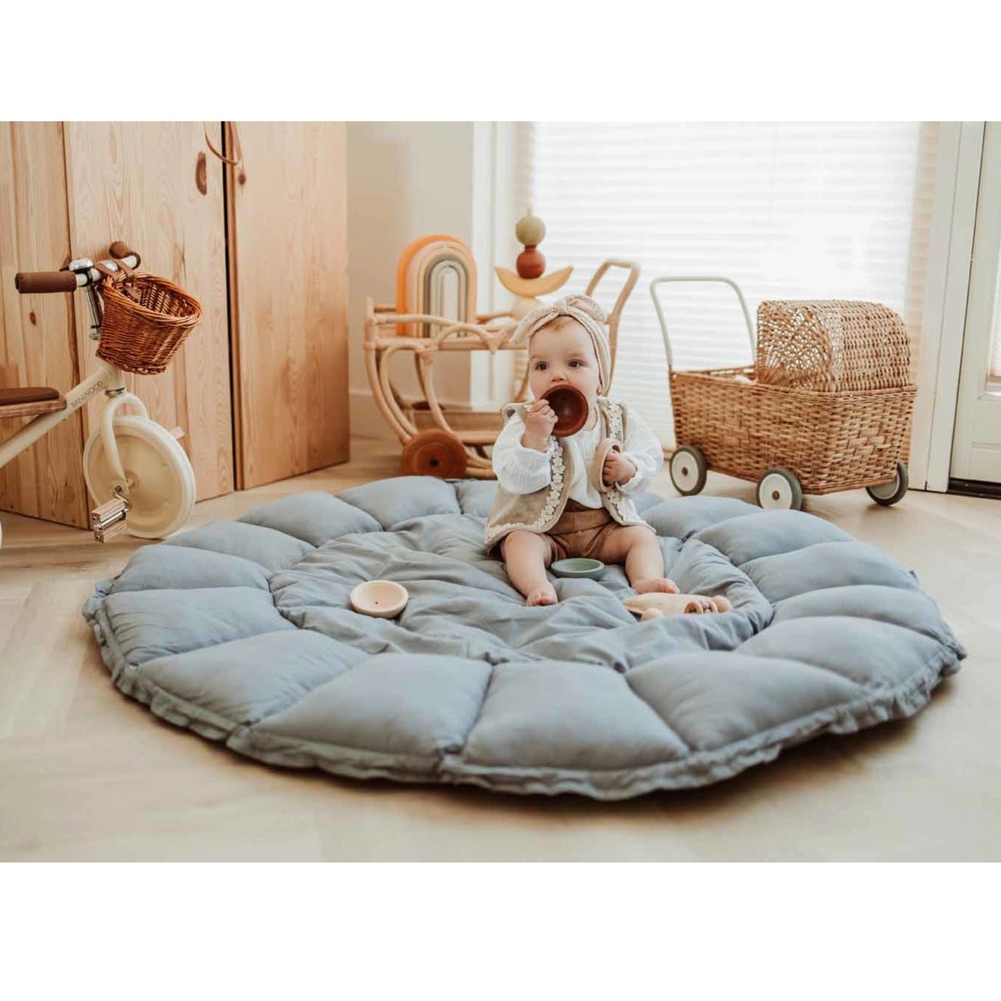 Play & Go Coco Organic Baby Playmat & Cocoon - Dusty Blue