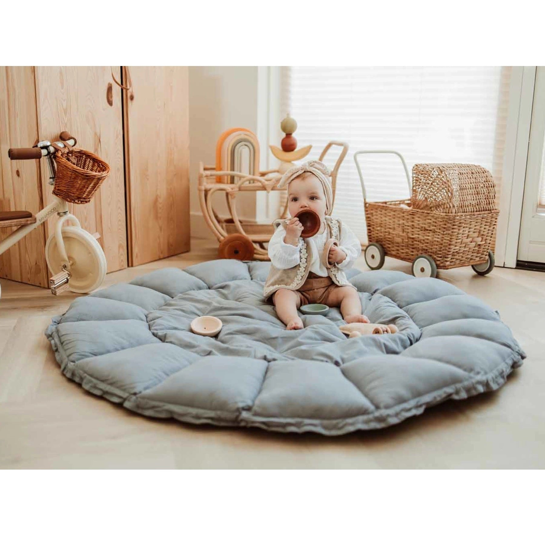 Play & Go Coco Organic Baby Playmat & Cocoon - Dusty Blue
