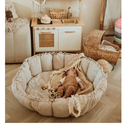 Play & Go Coco Organic Baby Playmat & Cocoon - Blue Stripes