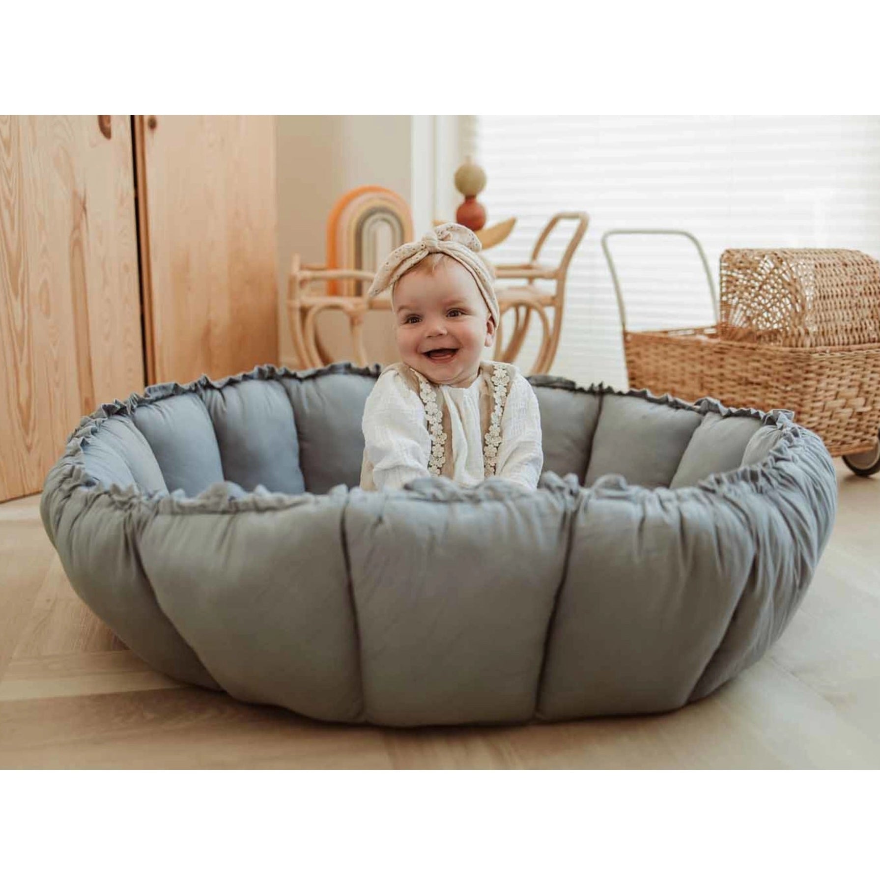 Play & Go Coco Organic Baby Playmat & Cocoon - Dusty Blue