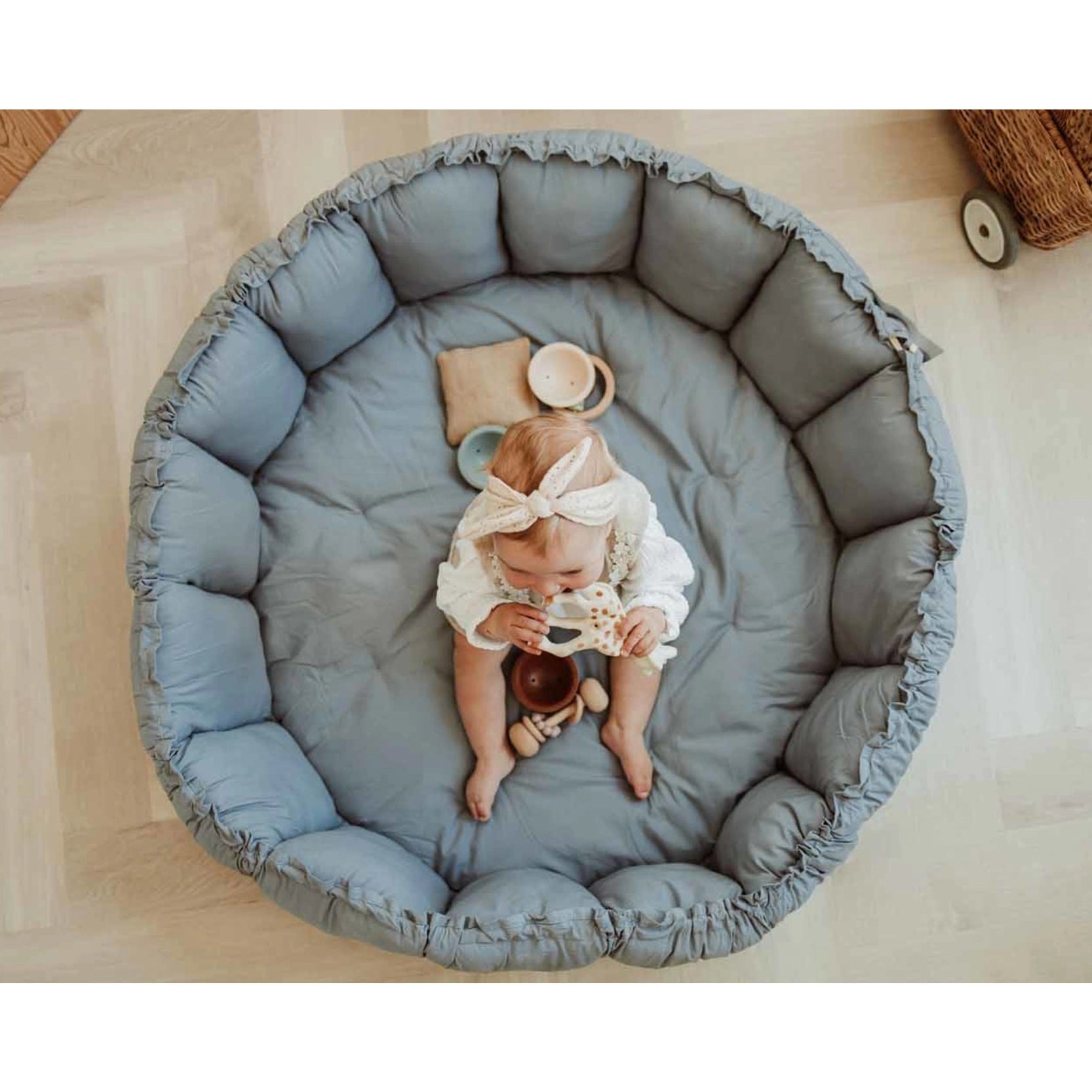 Play & Go Coco Organic Baby Playmat & Cocoon - Dusty Blue