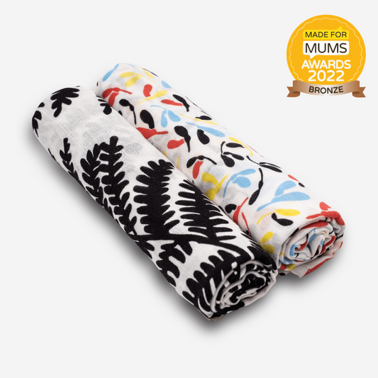 Etta Loves Organic Muslin Cloths - 2 Pk - Plant Prints