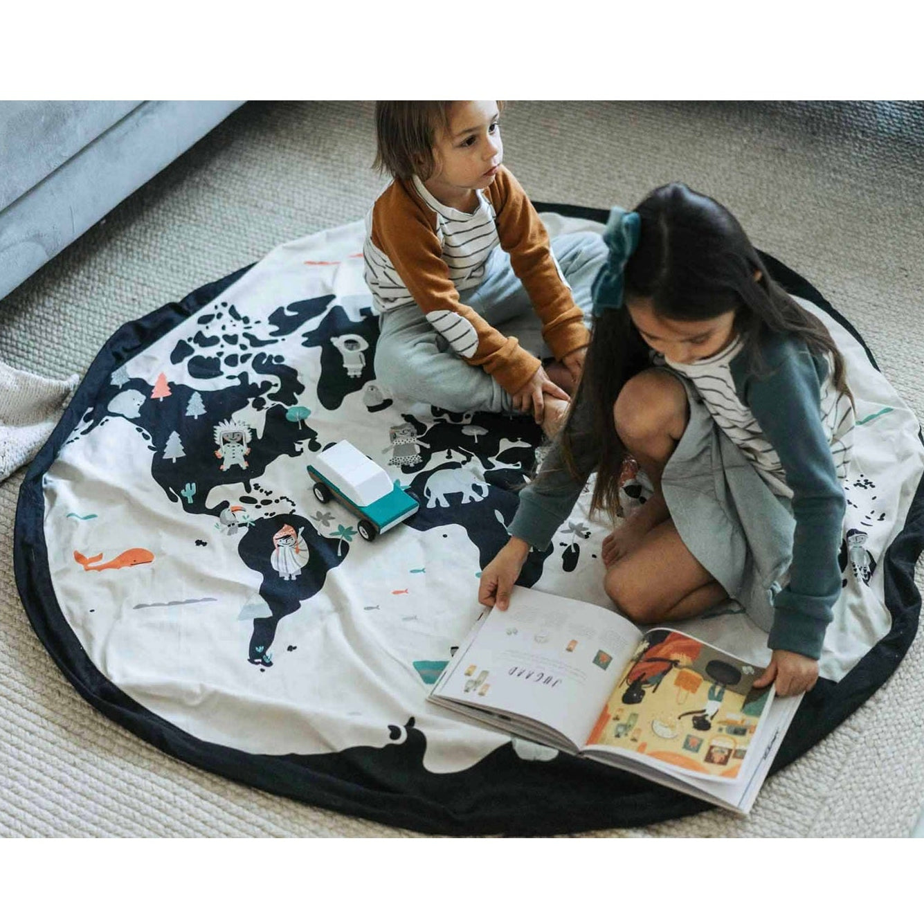 Play & Go Noomad Reversible Toy Storage Bag & Playmat - World Map/Stars