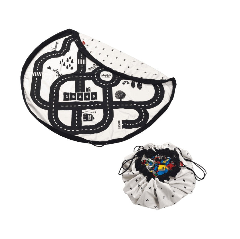 Play & Go Reversible Toy Storage Bag & Playmat - Roadmap/Thunderbolt