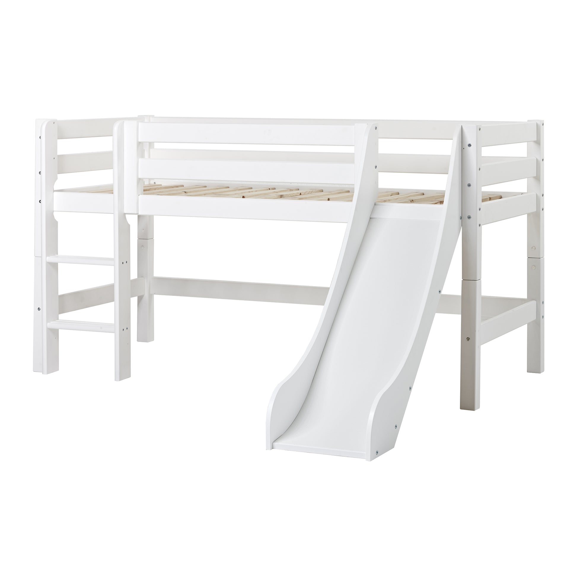 Hoppekids Eco Luxury Mid Sleeper Bed with Slide - White