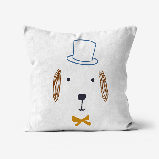 Linen Cushion - White - Bruno Dog 
